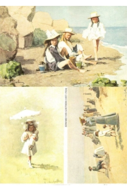 Rizspapír-Lányok tengerparton