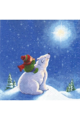Jeges maci kisfiúval - szalvéta 33x33 cm