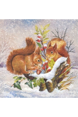 Mókusok - szalvéta 33x33 cm