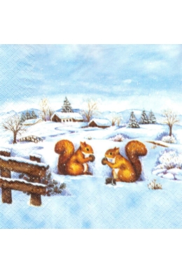 Falatozó mókusok- szalvéta 33x33 cm