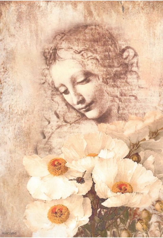 Rizspapír-nő virággal
