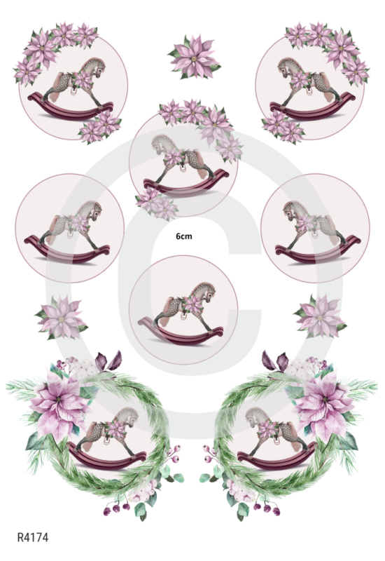 Rizspapír-Hintaló rózsaszín virágokkal
