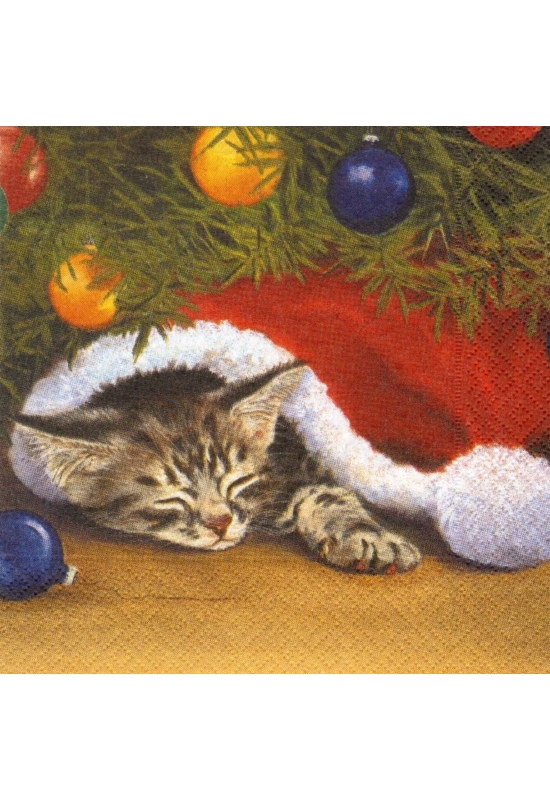 Cica fa alatt - szalvéta 33x33 cm