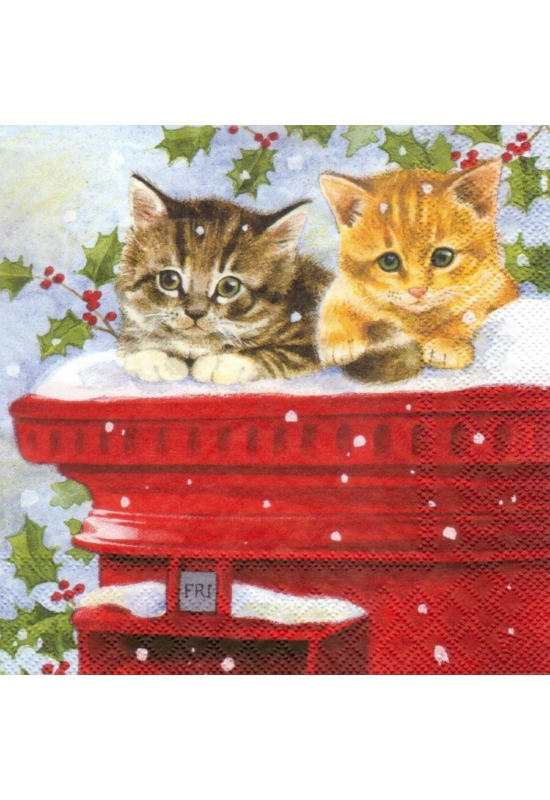 Cicák a postaládán - szalvéta 33x33 cm