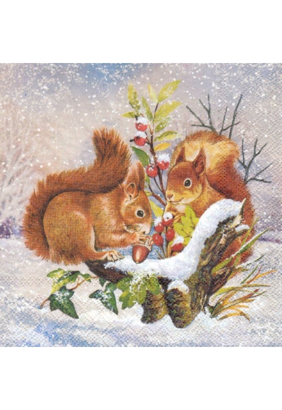 Mókusok - szalvéta 33x33 cm