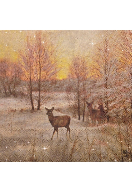 Őzikék a hóban - szalvéta 33x33 cm